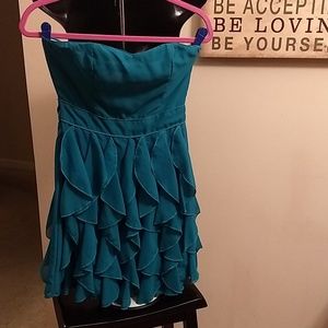 Short Teal Lola Strapless Prom dress